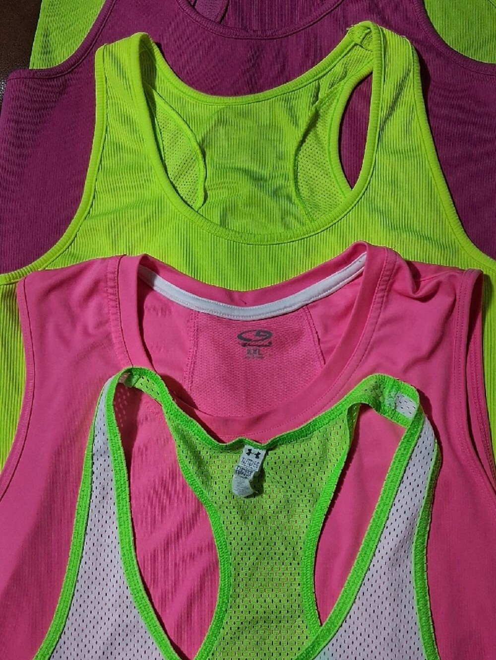 5 Under Armour Champion Neon Rib Tank Tops Pink Yellow XL XXL - Picture 3 of 12